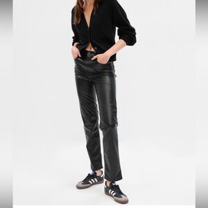 Gap High Rise Vegan Leather Cheeky Straight Pants